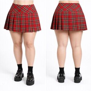 Tripp NYC Goth School Girl Skater Skirt Red Pleated Plaid Sz 20 Punk Grunge Y2K